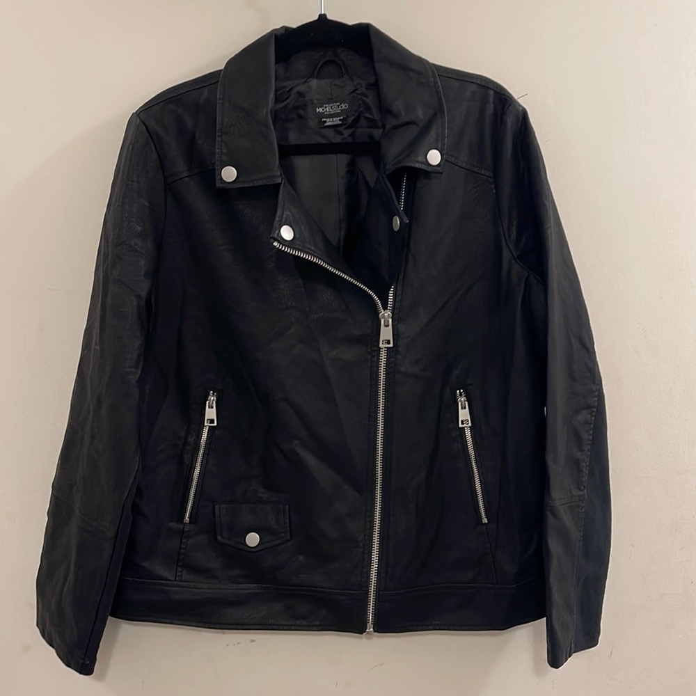 Addition Elle Black Faux Leather Moto Jacket Size 2X